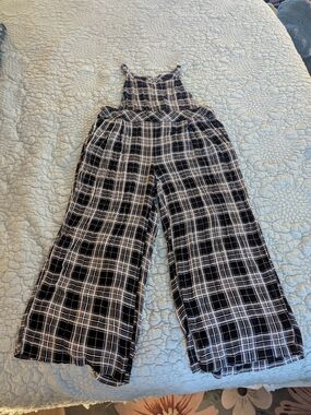 torrid Black & White Plaid Wide-Leg Jumpsuit